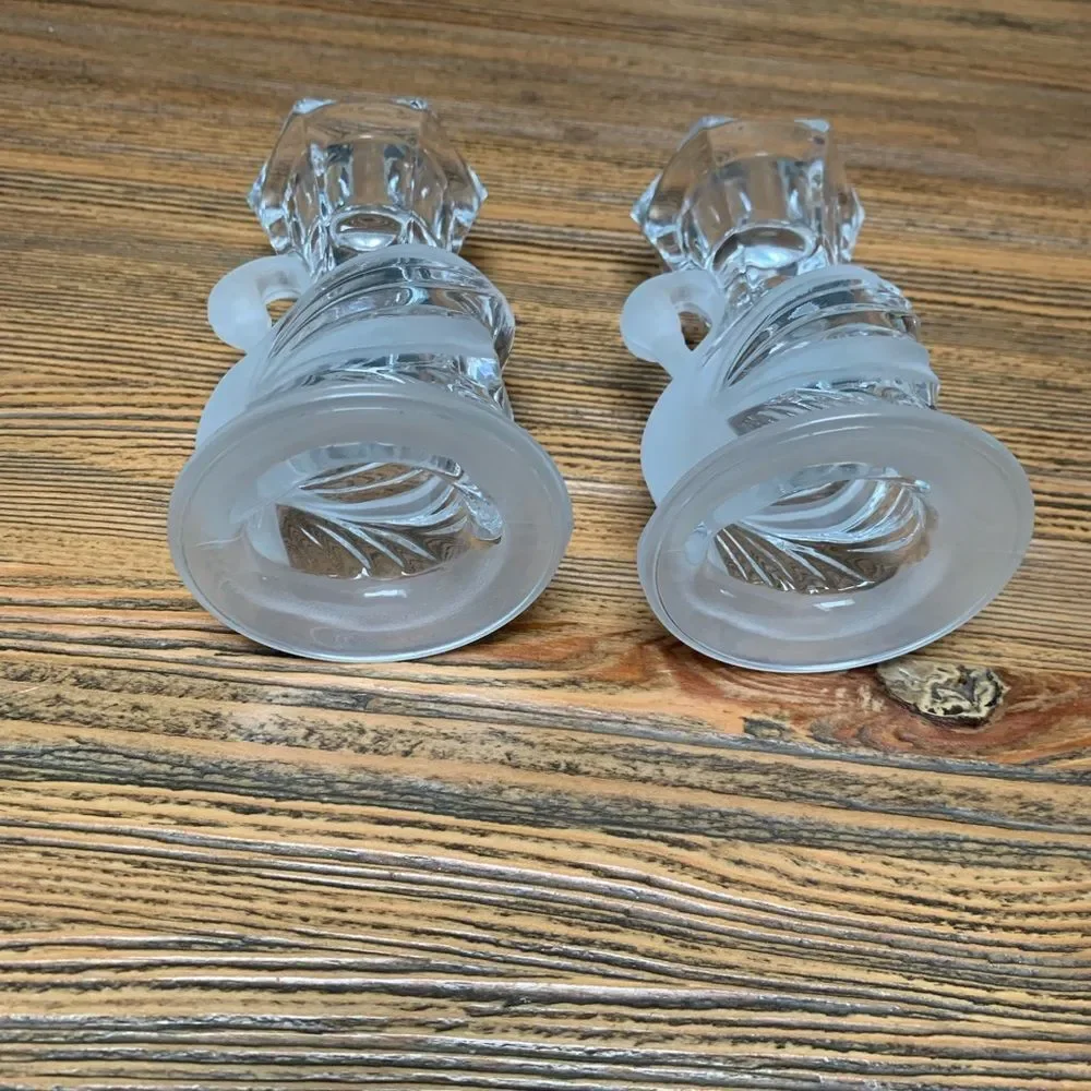 PartyLite Crystal Swan Pair Elegant Candle Holders NWOT